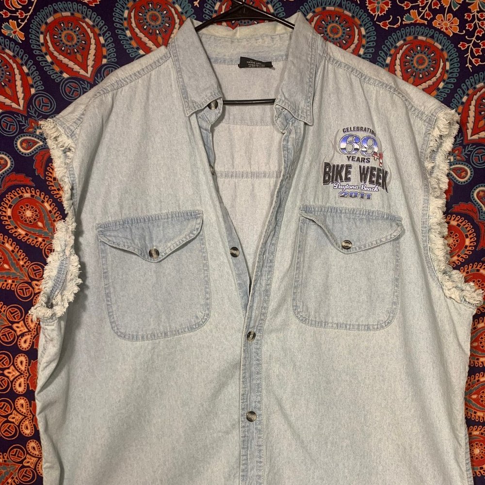 70th anniversary bike week cutoff sleeveless jacket. Daytona beach, 2011